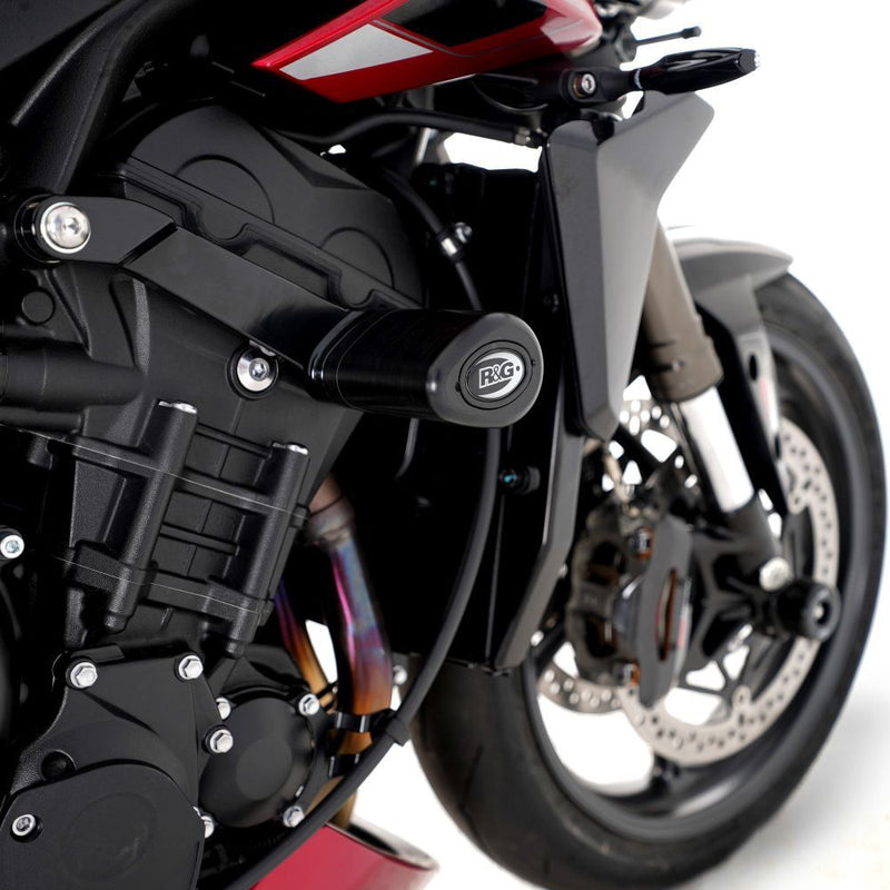 Load image into Gallery viewer, R&amp;G Racing Black Aero Style Crash Protection Bobbins For 2017-2018 Triumph Street Triple R ABS 765
