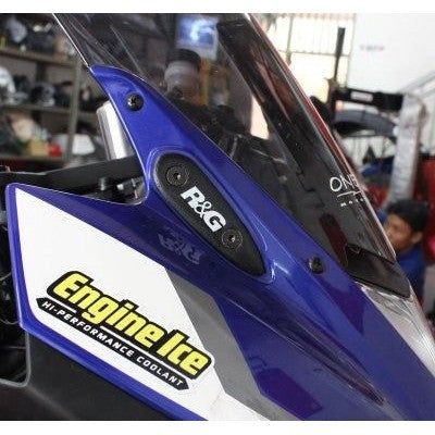 Load image into Gallery viewer, R&amp;G Racing Black Mirror Delete Blanking Plates For 2015-2018 Yamaha YZF R3
