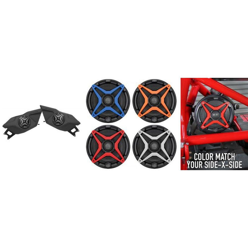 Load image into Gallery viewer, SSV Works Front Pro 6.5&quot; Speaker Pods With Red Grills For Polaris RZR Pro XP 20-22
