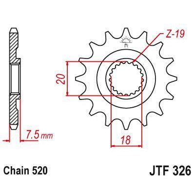 JT Sprockets Front Steel Countershaft Sprocket 13 Tooth 13T 520 Chain JTF326.13