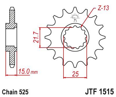 Load image into Gallery viewer, JT Sprockets Front Steel Sprocket 14 Tooth 14T 525 Chain JTF1515.14
