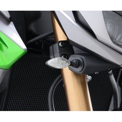 Load image into Gallery viewer, R&amp;G Racing Black Front Indicator Adapter Kit For 2014-2017 Kawasaki Ninja 250SL
