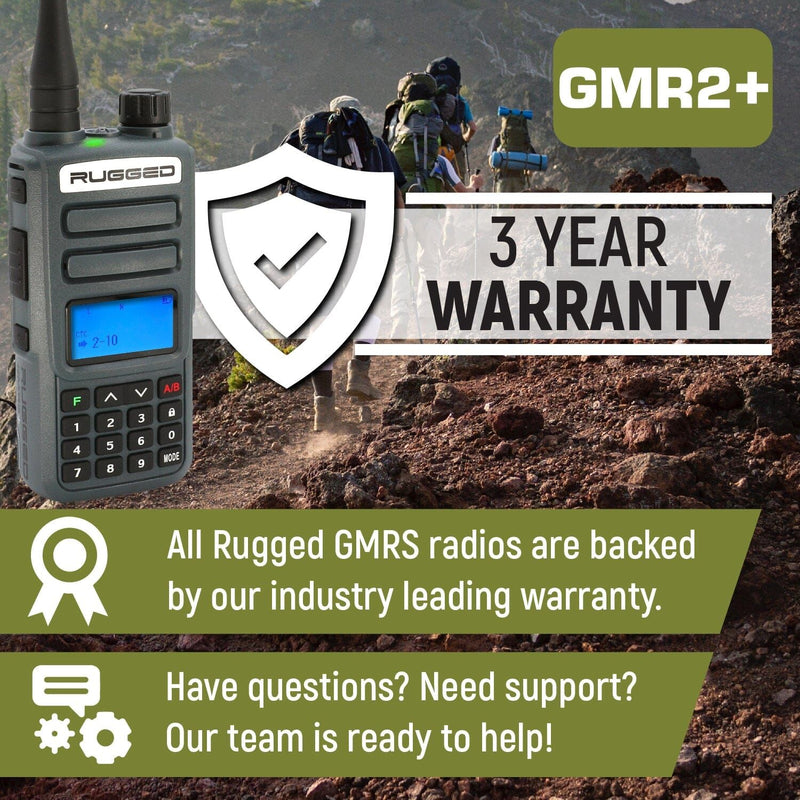 Load image into Gallery viewer, Rugged Radios ADVENTURE PACK - 2 PACK - GMR2 PLUS GMRS and FRS Two Way Handheld Radios with XL Batteries and Long Range Antennas - Grey RUGGED-ADVENTURE-PACK
