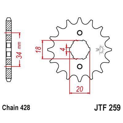 JT Sprockets Front Steel Countershaft Sprocket 14 Tooth 14T 428 Chain JTF259.14