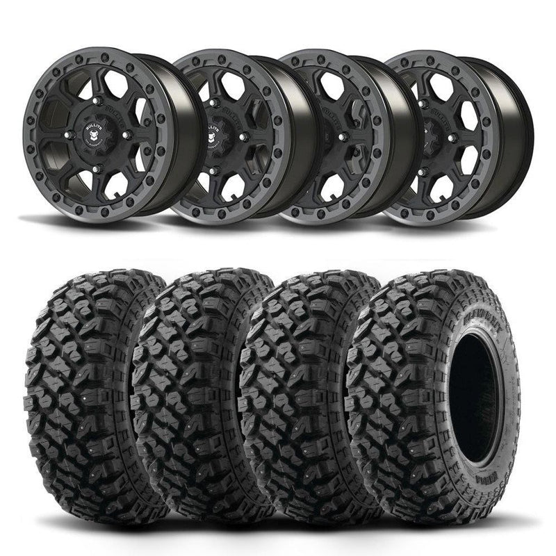 Load image into Gallery viewer, Set of Four Bullite Ruler Wheels 14&quot; Gray And Kenda K3204R Klever XT Tires [28x10R-14]
