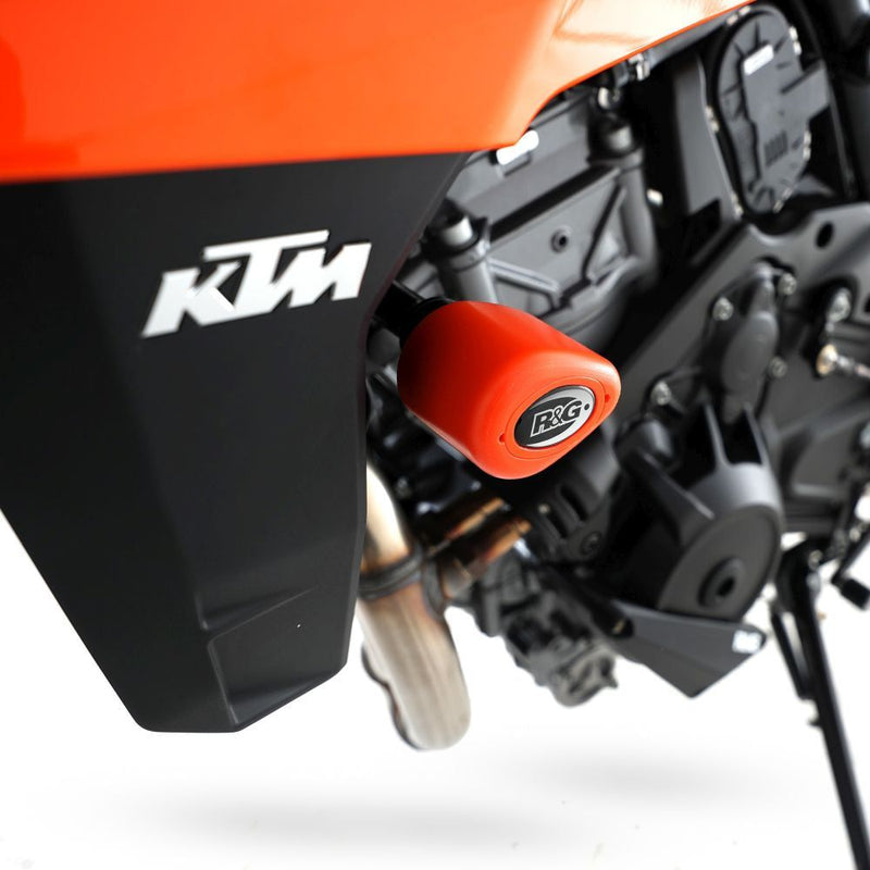 Load image into Gallery viewer, R&amp;G Racing Orange Aero Style Crash Protection Bobbins For 2018-2020 KTM 790 Duke
