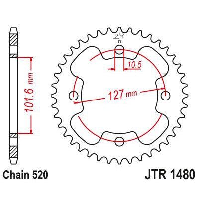 Load image into Gallery viewer, JT Sprockets Rear Steel Sprocket 37 Tooth 37T 520 Chain JTR1480.37
