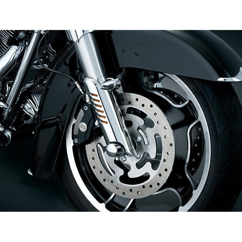 Load image into Gallery viewer, Harley FLHTK 10-13Fork Leg Deflector Shields Lower Chrome by Kuryakyn
