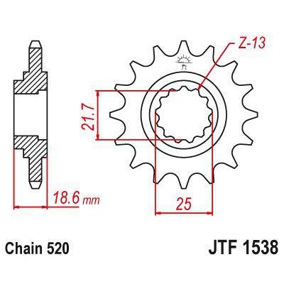 JT Sprockets Front Steel Sprocket 14 Tooth 14T 520 Chain JTF1538.14
