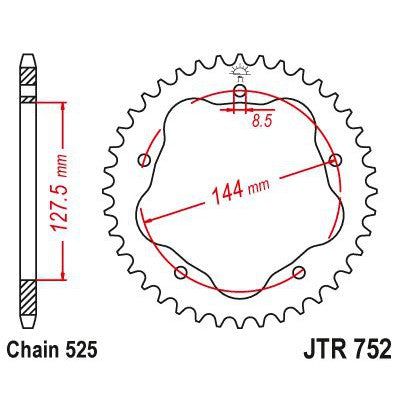 JT Sprockets Rear Steel Sprocket 39 Tooth 39T 525 Chain JTR752.39