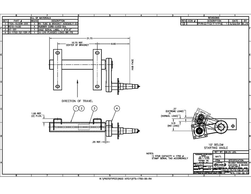 Load image into Gallery viewer, Reliable 3,500 lbs. Torsional Stub Axles (pair) - 1-3/8&quot; to 1-1/16&quot; Tapered Spindles

