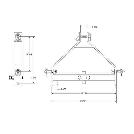 Impact Implements CAT-0 3-Point Adapter to Sleeve Hitch IP4414_BK