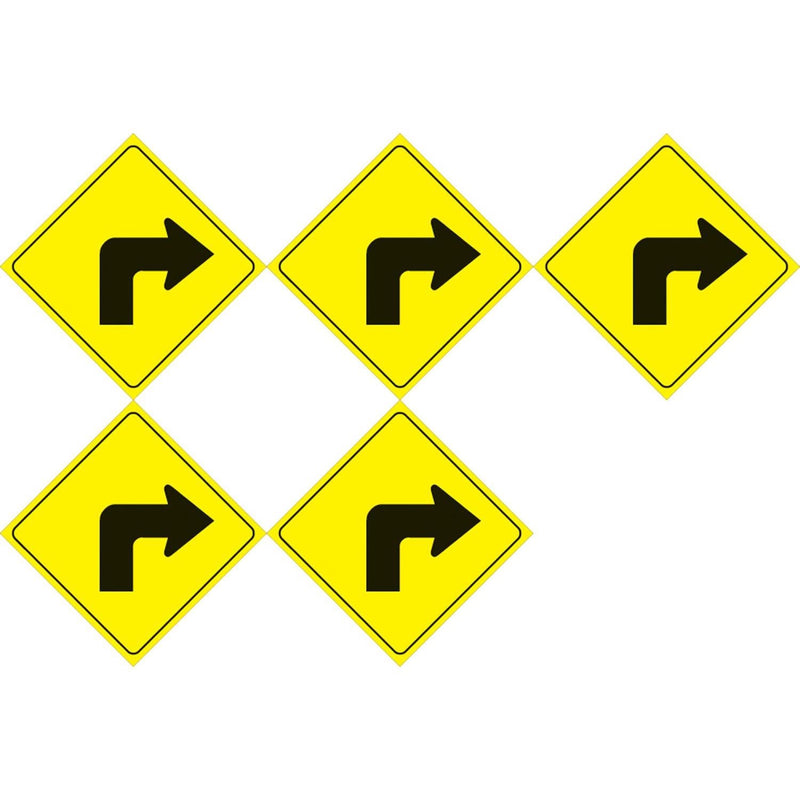 Load image into Gallery viewer, Set of 5 Yellow Plastic Reflective Sign 12 Inch - Right Turn
