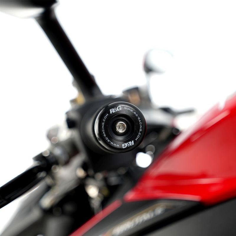 Load image into Gallery viewer, R&amp;G Racing Black Bar End Sliders For 2013-2016 MV Agusta Brutale 675
