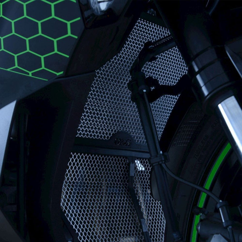 Load image into Gallery viewer, R&amp;G Racing Green Aluminum Radiator Guard For 2020 Kawasaki Ninja ZX-25R
