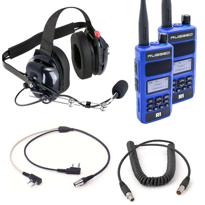Rugged Radios Bundle - DUAL RADIO Spotter Headset Kit with H42 Headset and Rugged R1 Handheld Radios SPOTTER-KIT-DR-R1