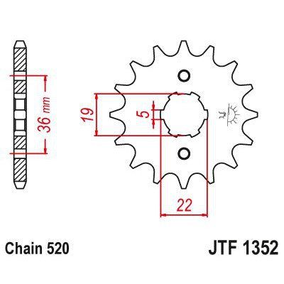 JT Sprockets Front Steel Countershaft Sprocket 12 Tooth 12T 520 Chain