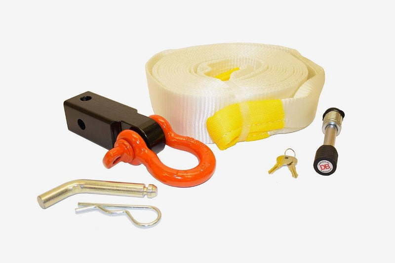 Load image into Gallery viewer, Polyester (3&quot; x 30&quot;) Recovery Strap with Shackle Mount Kit for 2 Inch Receivers
