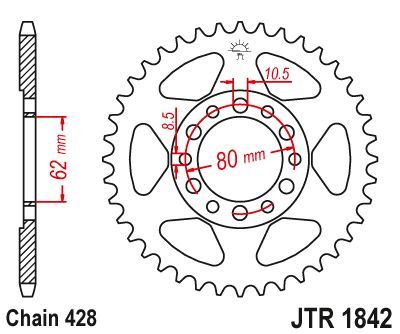 Load image into Gallery viewer, JT Sprockets Rear Steel Sprocket 51 Tooth 51T 428 Chain JTR1842.51
