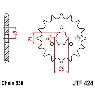 JT Sprockets Front Steel Countershaft Sprocket 16 Tooth 16T 530 Chain For Yamaha XS400 D,2E 1977-1978 JTF424.16