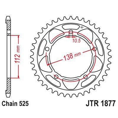 JT Sprockets Rear Steel Sprocket 41 Tooth 41T 525 Chain JTR1877.41