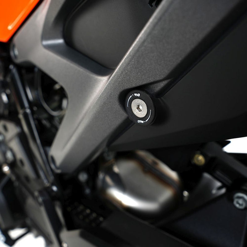 Load image into Gallery viewer, R&amp;G Racing Black Rear Foot Rest Delete Blanking Plates For 2024-2024 KTM 990 Duke
