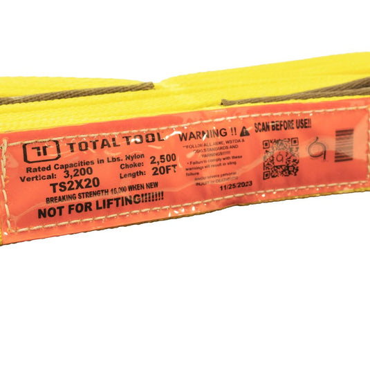 Nylon Strap - 2 inch Wide x 20 feet Long - 16,000 lbs. Breaking Strength