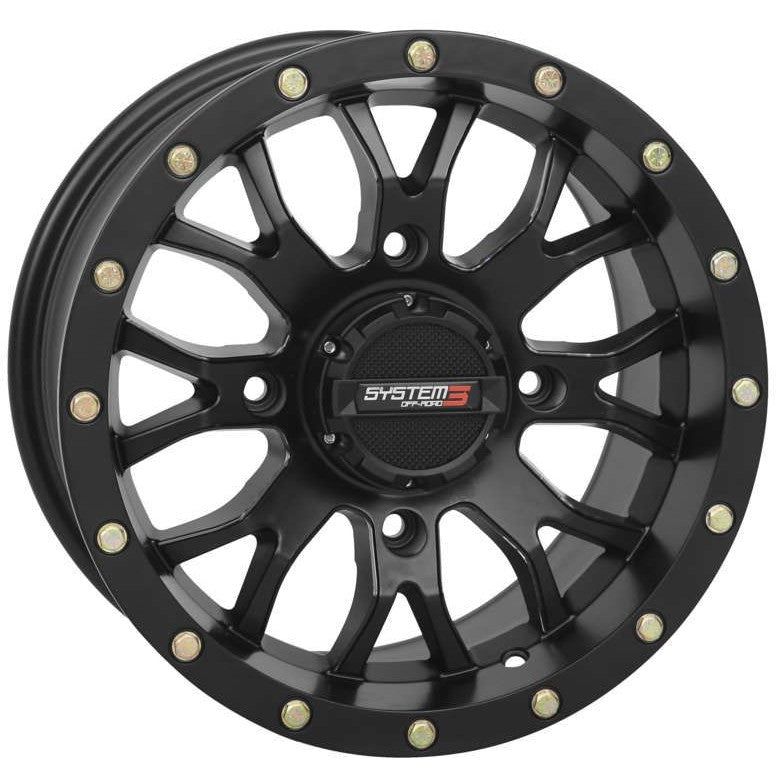 Load image into Gallery viewer, System 3 ST-3 Simulated Beadlock Matte Black Wheel 14x7 4/137 5+2 (+30mm)
