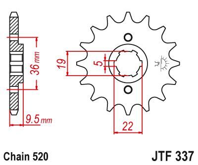 Load image into Gallery viewer, JT Sprockets Front Steel Countershaft Sprocket 12 Tooth 12T 520 Chain JTF337.12
