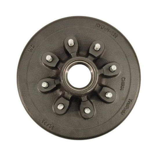 Trailer Hub And Drum, 8 On 6-1/2" Bolt Circle, 3,500 lb. Capacity For 1-3/4" To 1-1/4" Tapered Spindle - 1/2 Inch Lugs