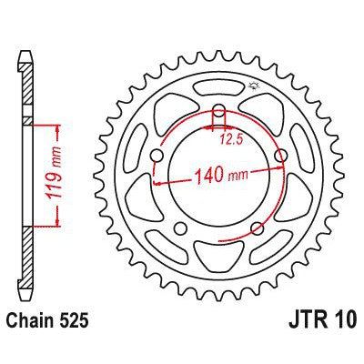 JT Sprockets Front Steel Sprocket 44 Tooth 44T 525 Chain JTR10.44