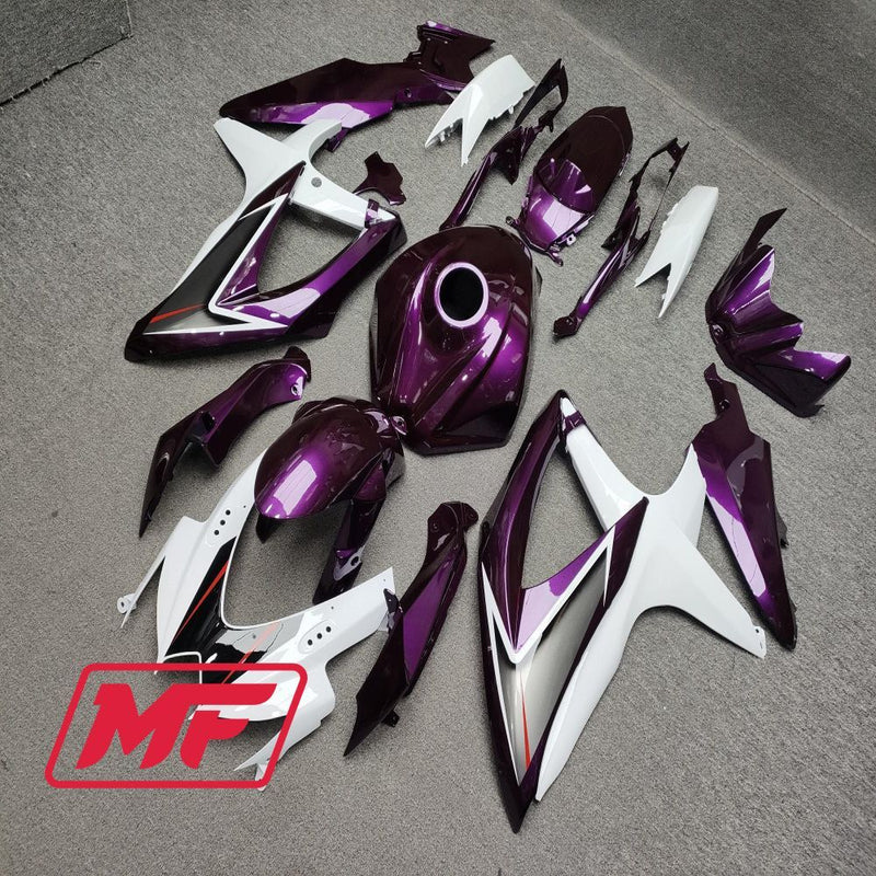 Load image into Gallery viewer, Monster Fairings Full Kit Suzuki GSXR600-750 08-10 Purple And White + Windshield + Gas Tank Cover
