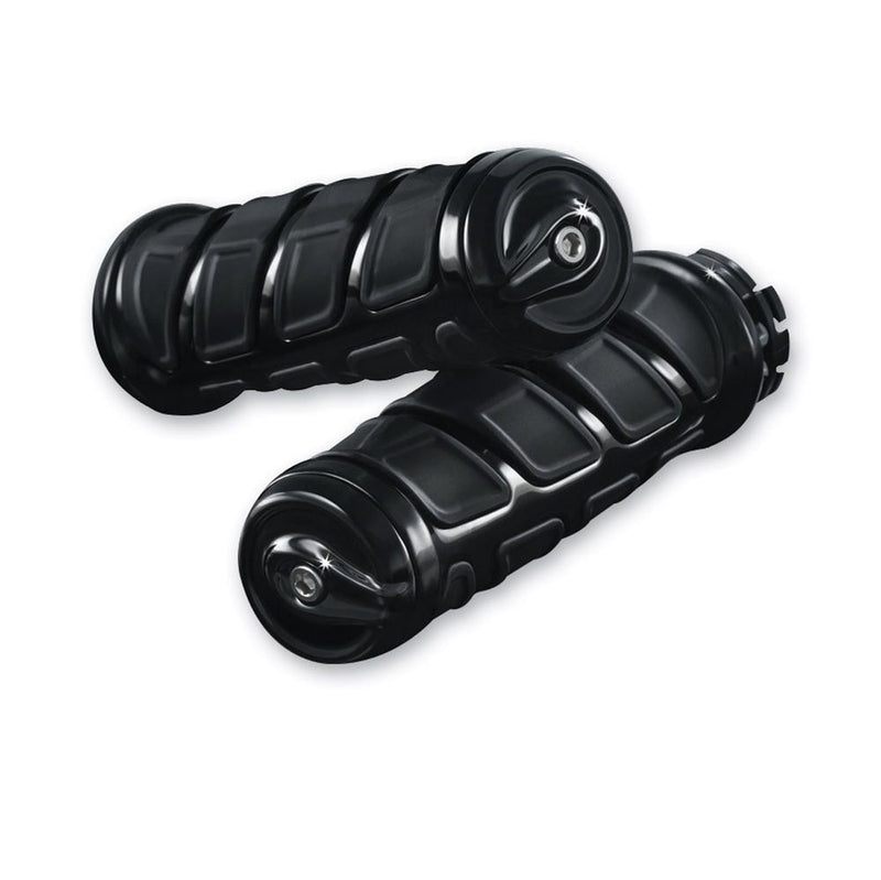 Load image into Gallery viewer, KURYAKYN GLOSS BLACK KINETIC HANDLEBAR GRIPS 2015-2017 INDIAN SCOUT MODELS 6368
