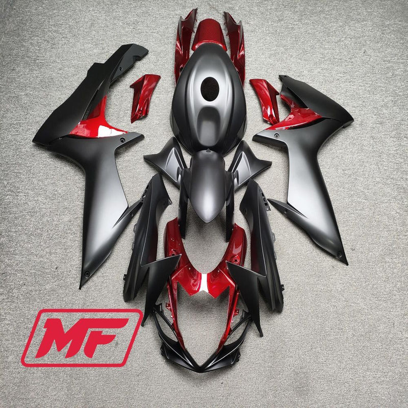 Load image into Gallery viewer, Monster Fairings Full Kit Suzuki GSXR600-750 11-24 Matte Black and Red + Windshield + Gas Tank Cover
