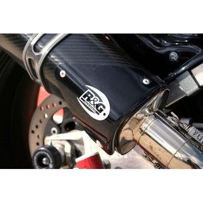 R&G Racing Black Tri Oval Exhaust Protector Can Cover For 2007-2008 Suzuki GSXR1000
