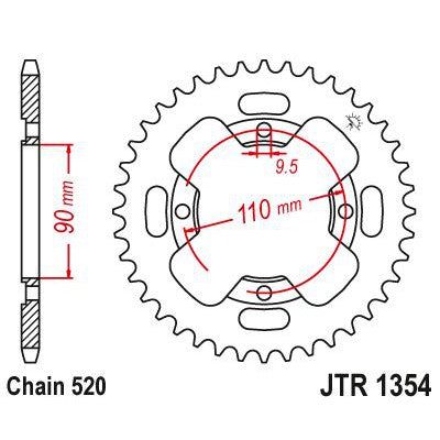 JT Sprockets Rear Steel Sprocket 38 Tooth 38T 520 Chain JTR1354.38