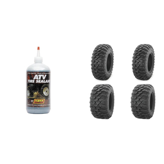 Set of 4 ATV QUADBOSS Tires (QBT446 27x9R-14 Front, 27x11R-14 Rear) with Sealant