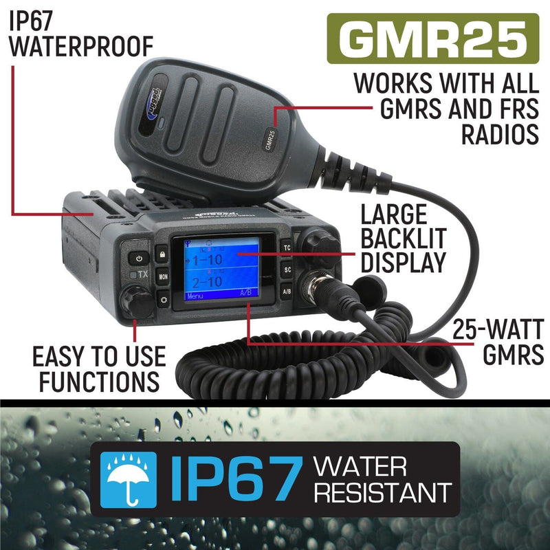 Load image into Gallery viewer, Rugged Radios Adventure Radio Kit - GMR25 Waterproof GMRS Mobile Radio Kit and External Speaker RK-GMR25-SPK
