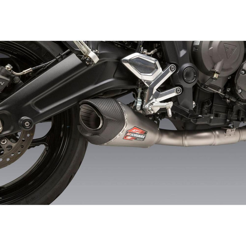 Load image into Gallery viewer, Yoshimura AT2 Stainless Race Full System Exhaust with Carbon Fiber End Cap For Triumph Trident 660 2021
