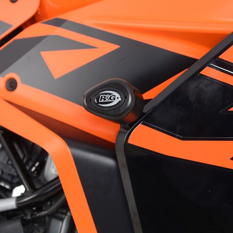 Load image into Gallery viewer, R&amp;G Racing Black Aero Style Crash Protection Bobbins For 2022-2023 KTM 390 RC
