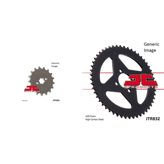 JT SPROCKETS Front and Rear Steel Sprocket Kit for OffRoad YAMAHA MX80 1980-1982