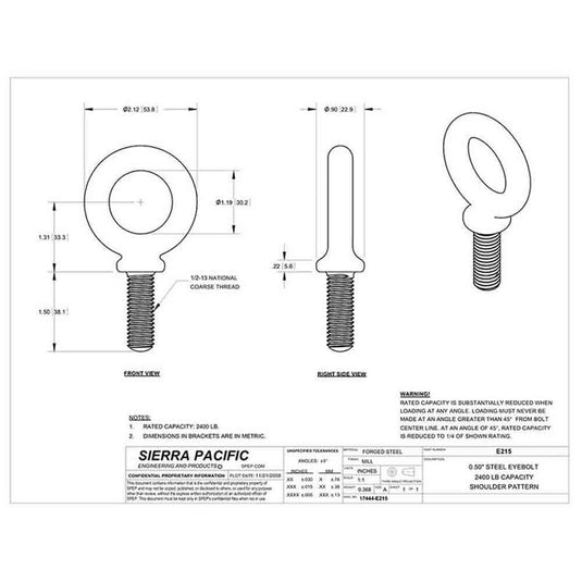 1/2 Inch Tiedown Eyebolt