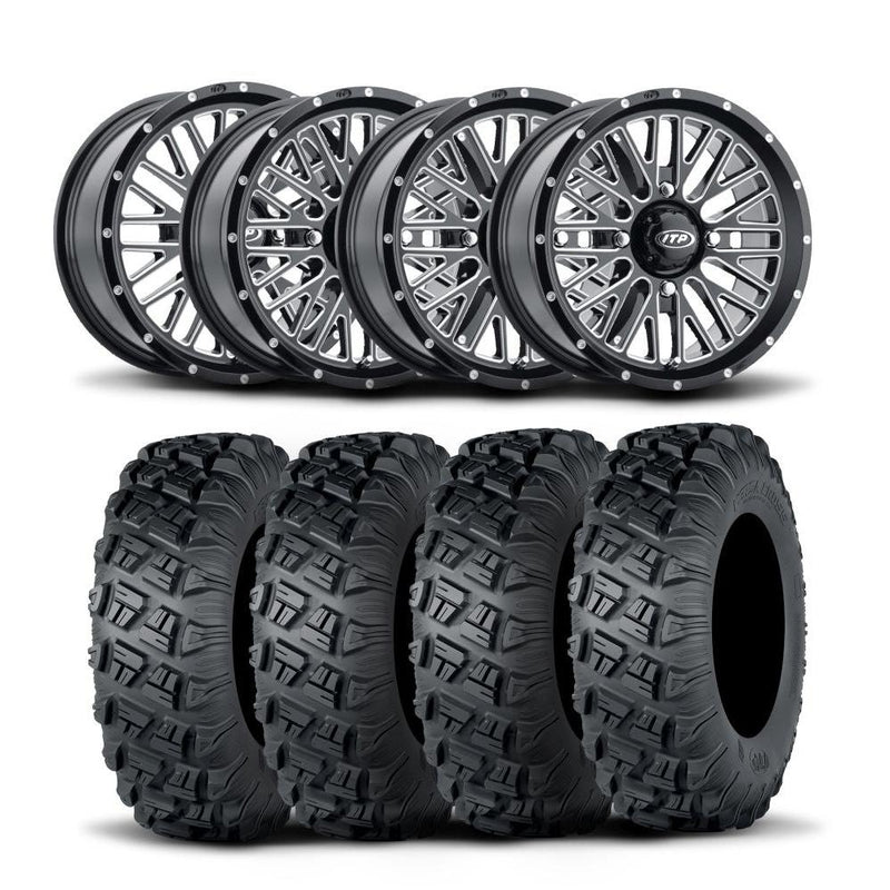 Load image into Gallery viewer, ITP Momentum 18" Machined Black Wheels And Versa Cross XTR Tires [33x10-18]
