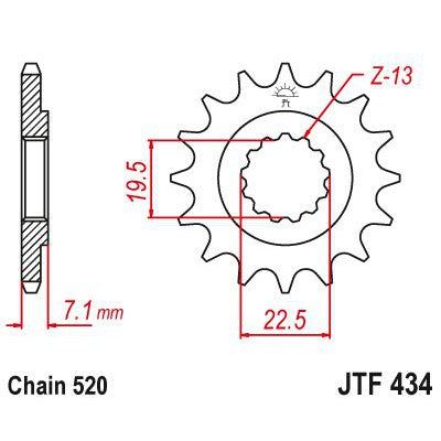 JT Sprockets Front Steel Countershaft Sprocket 13 Tooth 13T 520 Chain JTF434.13