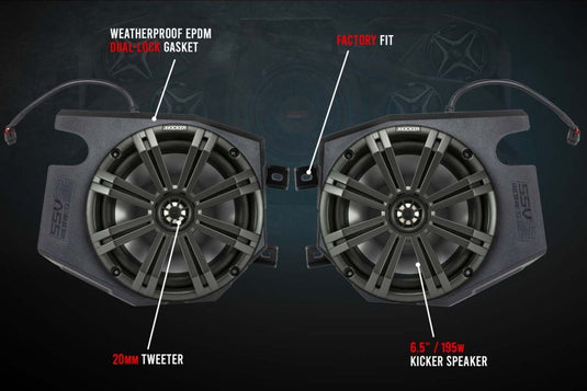 SSV Works Front 6.5" Unloaded Speaker Pods W/ 10" Unloaded Subwoofer Enclosure For Polaris RZR 14-21