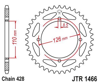Load image into Gallery viewer, JT Sprockets Rear Steel Sprocket 46 Tooth 46T 428 Chain JTR1466.46
