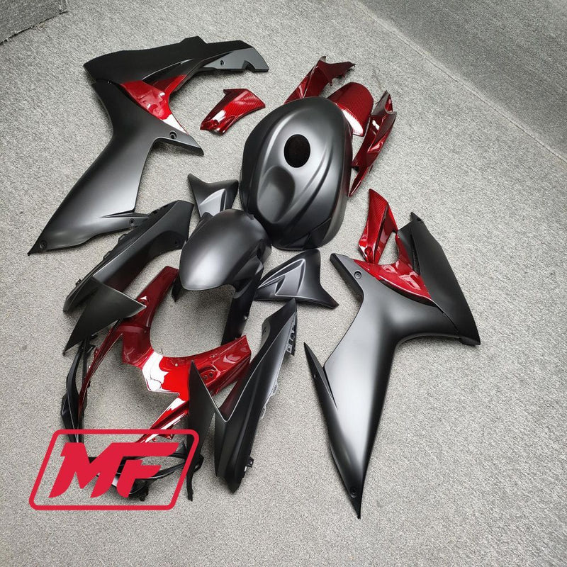 Load image into Gallery viewer, Monster Fairings Full Kit Suzuki GSXR600-750 11-24 Matte Black and Red + Windshield + Gas Tank Cover
