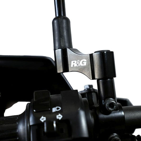 R&G Racing Black Mirror Widener Arms For 2013-2018 Aprilia Caponord 1200