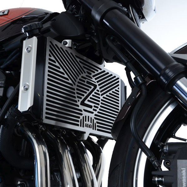Load image into Gallery viewer, R&amp;G Racing Stainless Steel Branded Radiator Guard For 2018-2020 Kawasaki Z900RS
