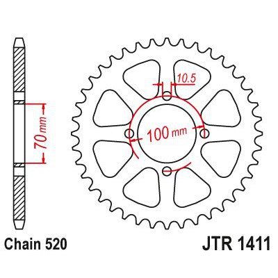 JT Sprockets Rear Steel Sprocket 50 Tooth 50T 520 Chain JTR1411.50
